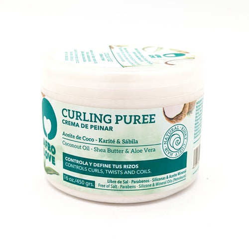 Afro Love Curling Puree Crema de Peinar | con Aceite de Coco, Karité y Sábila | Controla y Define los Rizos
