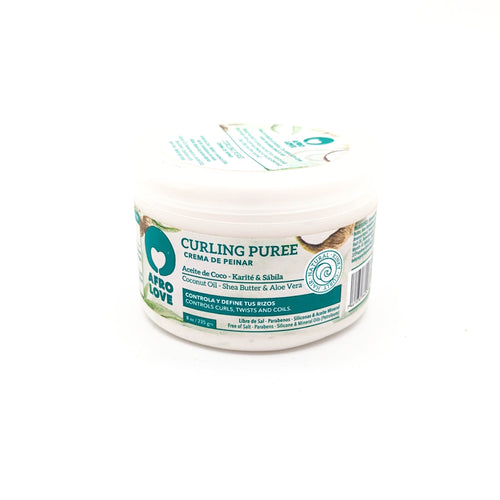 Afro Love Curling Puree Crema de Peinar | con Aceite de Coco, Karité y Sábila | Controla y Define los Rizos