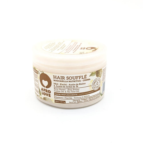 Afro Love Hair Soufflé Mascarilla Nutritiva | con Miel, Karité, Aceite de Ricino y Aceite de Árbol de Té | Restaura y Suaviza 235 grs