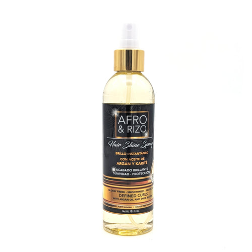 Afro & Rizo Spray Brillo Instantáneo | con Aceite de Argán y Karité | 8 oz