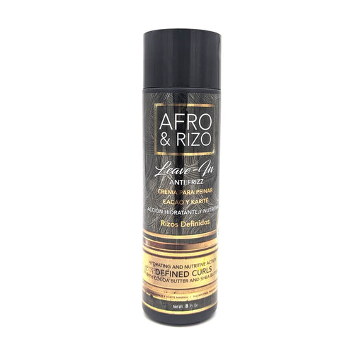 Afro & Rizo Leave-in Crema para Peinar Rizos Definidos Acción Hidratante y Nutritiva | con Cacao y Karité | 8 oz