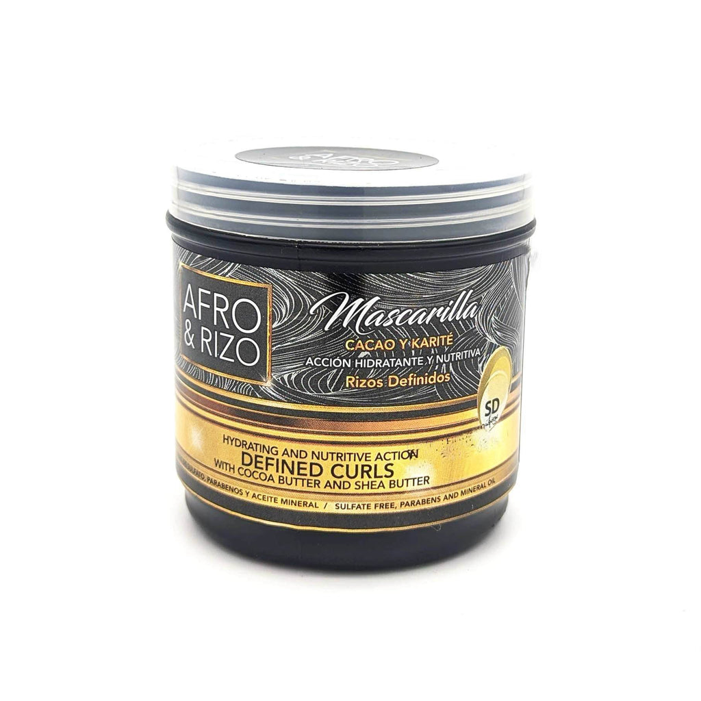 Afro & Rizo Mascarilla Rizos Definidos Acción Hidratante y Nutritiva | con Cacao y Karité | 16 oz