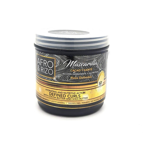 Afro & Rizo Mascarilla Rizos Definidos Acción Hidratante y Nutritiva | con Cacao y Karité | 16 oz