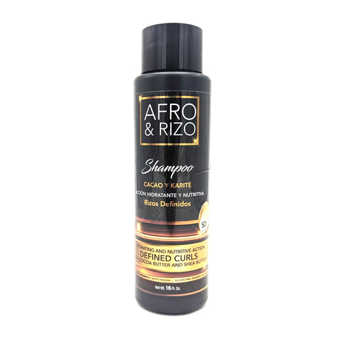 Afro & Rizo Champú Rizos Definidos Acción Hidratante y Nutritiva | con Cacao y Karité | 16 oz
