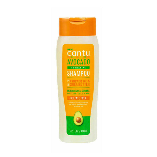 Cantu Avocado Hydrating Champú Hidrata y Suaviza el Cabello Seco y Quebradizo | con Aceite de Aguacate y Manteca de Karité | para Cabello Rizado, Crespo o Ondulado 400 ml