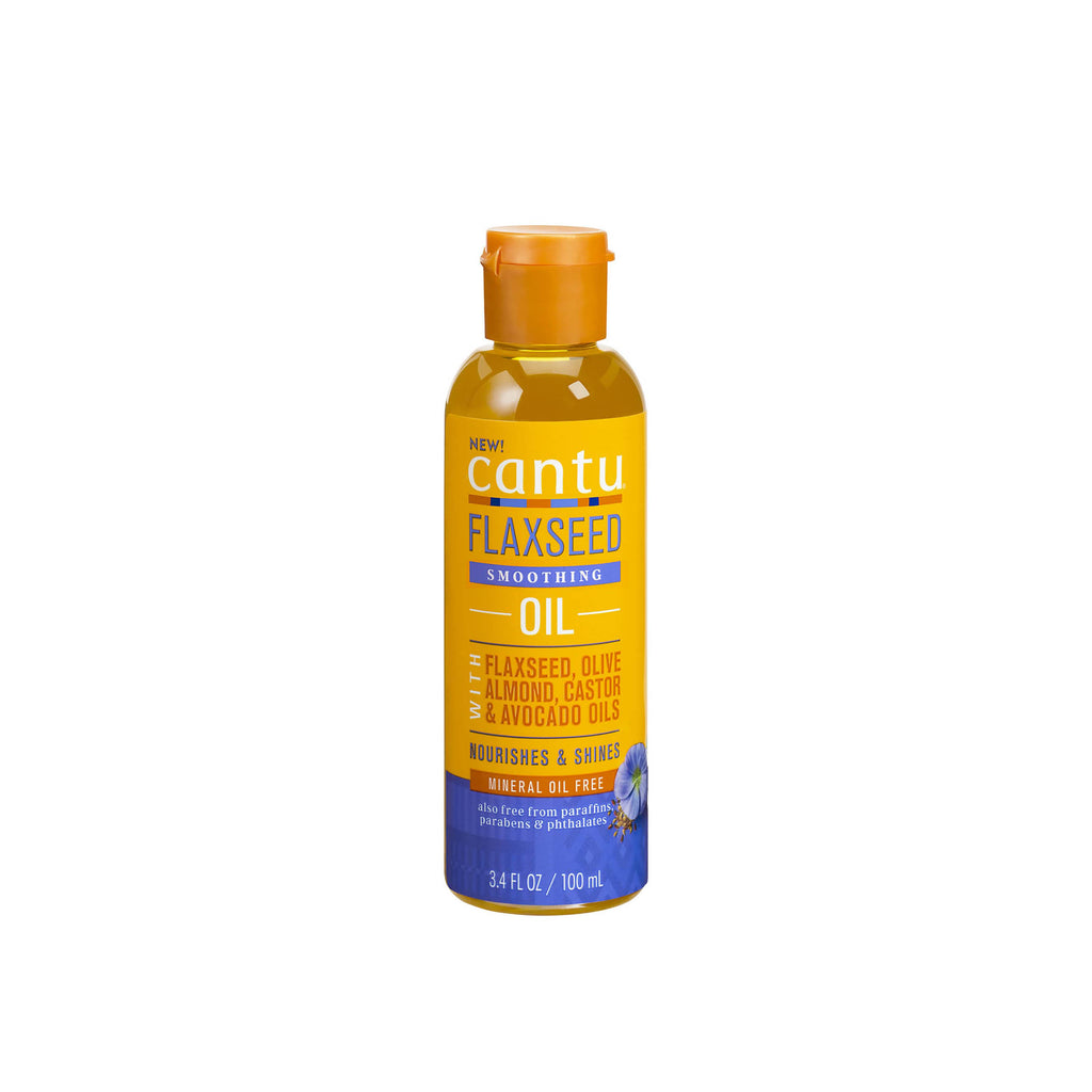 Cantu Flaxseed Smoothing Oil Sérum Nutrición y Brillo | Con Aceite de Semilla de Lino, Oliva, Almendra, Ricino y Aguacate  | para Cabello Rizado, Crespo o Ondulado 100 ml