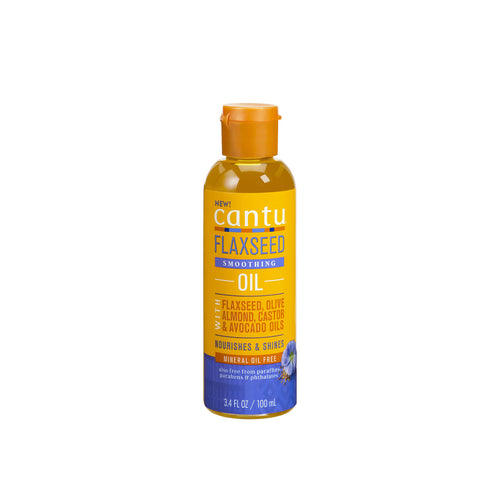 Cantu Flaxseed Smoothing Oil Sérum Nutrición y Brillo | Con Aceite de Semilla de Lino, Oliva, Almendra, Ricino y Aguacate  | para Cabello Rizado, Crespo o Ondulado 100 ml