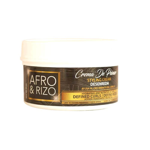 Afro & Rizo Leave-in Crema de Peinar Define Rizos Acción Hidratante y Nutritiva | con Aceites Naturales y Biotina | 8 oz