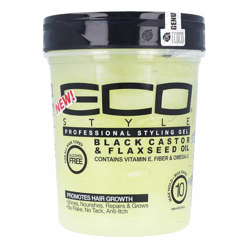 Eco Style Gel Profesional de Aceite de Ricino Negro y Aceite de Linaza para todo tipo de Cabello | sin Alcohol