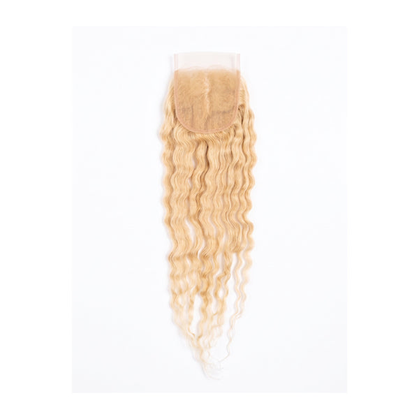 Lace Frontal 4x4 Rizado de Cabello Humano Remy Rubio Claro Dorado | 100 % Natural