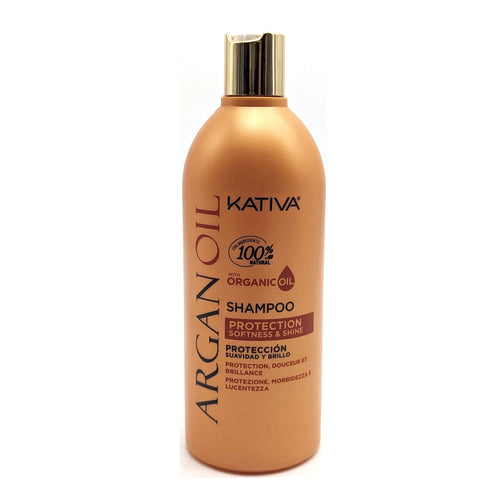 Kativa Argan Oil Champú Protección, Suavidad y Brillo Libre de Sal y Sulfato 500 ml