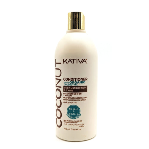 Kativa Coconut Acondicionador de Reconstrucción y Brillo con Ingredientes 100 % Naturales 500 ml
