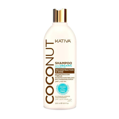 Kativa Coconut Champú de Reconstrucción y Brillo con Ingredientes 100 % Naturales 500 ml