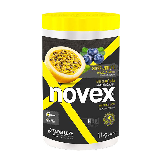 Embelleze Novex SuperHairFood Mascarilla Capilar Hidratante Vegana con Maracuyá y Arándano 1 kg