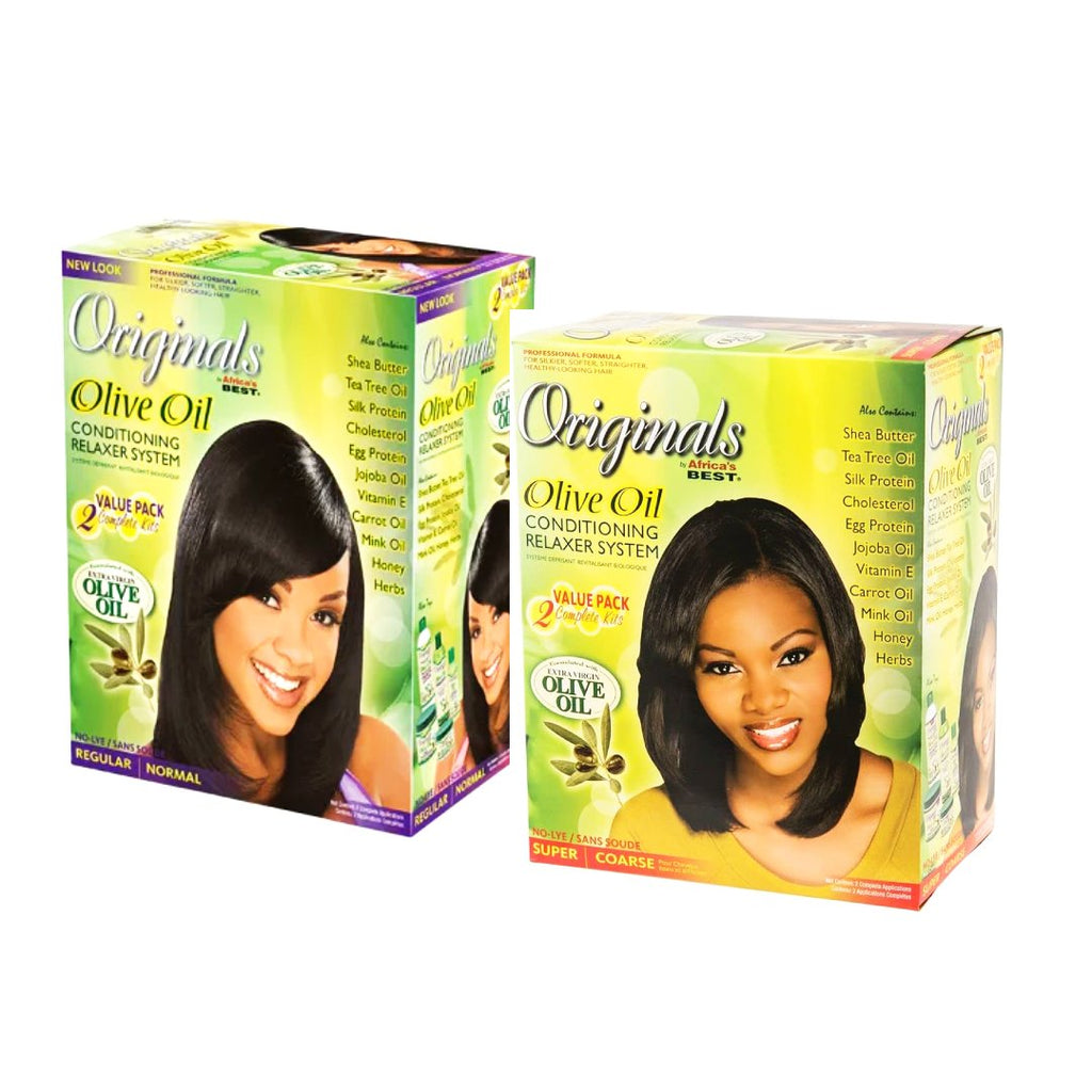 Originals by Africa's Best Olive Oil Conditioning Relaxer System Kit Alisador con Aceite de Oliva Kit de 2 Aplicaciones