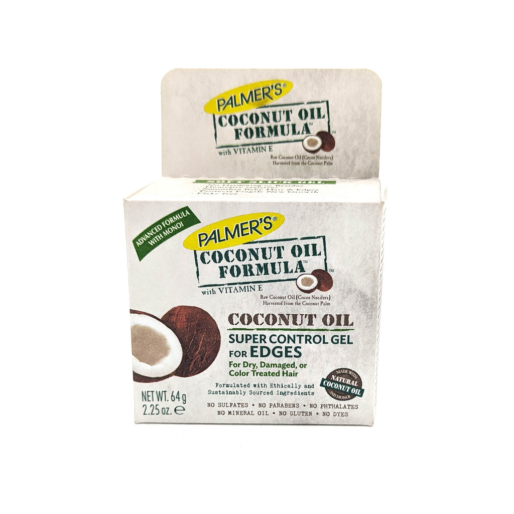 Palmer's Coconut Oil Formula Super Control Gel for Edges Cera en Gel sin Sulfatos para Cabello Seco, Dañado y Teñido 64 g