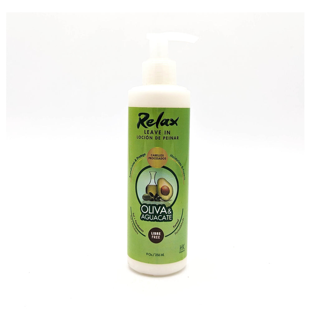Relax Leave-in Loción de Peinar para Cabellos Procesados | con Oliva & Aguacate | Libre de Sal y Parabenos 256 ml