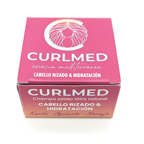 Curlmed Champú Sólido 100% Natural Cabello Rizado & Hidratación | con Karité, Aguacate, Naranja | 80 gr