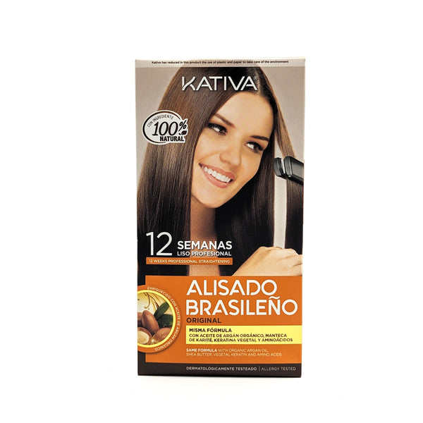 Kativa Alisado Brasileño para Cabello Natural | con Keratina Vegetal, Ácido Hialurónico y Aceite de Argán | Hasta 12 Semanas de Duración