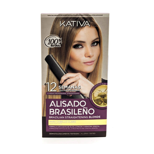 Kativa Alisado Brasileño para Cabello Claro | con Aceite de Oliva, Cítricos y Keratina Vegetal | Hasta 12 Semanas de Duración