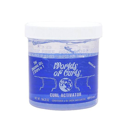 Worlds of Curls Curl Activator Gel: Activador de Rizos, Acondicionador y Brillo en Aceite (Hidratante) Regular - 459 gramos